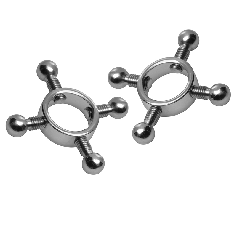 Master Series Rings of Fire Stainless Steel Nipple Clamp Set - Stainless Steel - Master Series Rings of Fire Stainless Steel Nipple Clamp Set