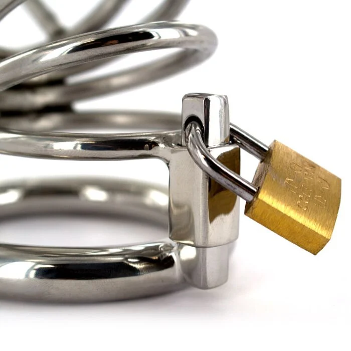 Spiral Stainless Steel Male Chastity Device - Stainless Steel - Spiral Stainless Steel Male Chastity Device