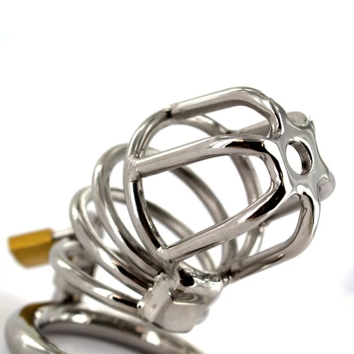 Spiral Stainless Steel Male Chastity Device - Stainless Steel - Spiral Stainless Steel Male Chastity Device