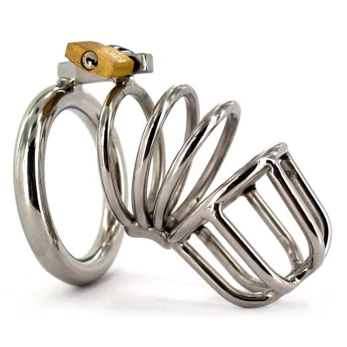 Spiral Stainless Steel Male Chastity Device - Stainless Steel