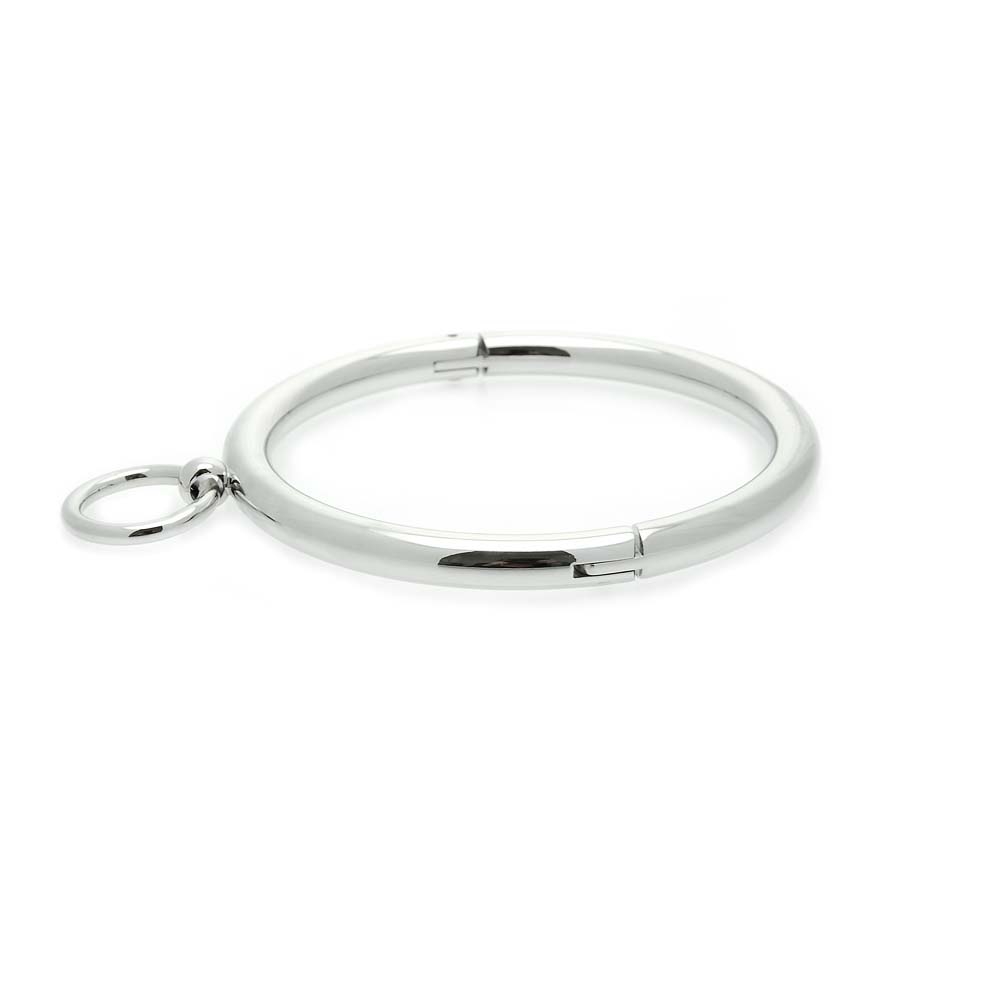 Ladies Rolled Steel Collar with Ring - Stainless Steel - Ladies Rolled Steel Collar with Ring