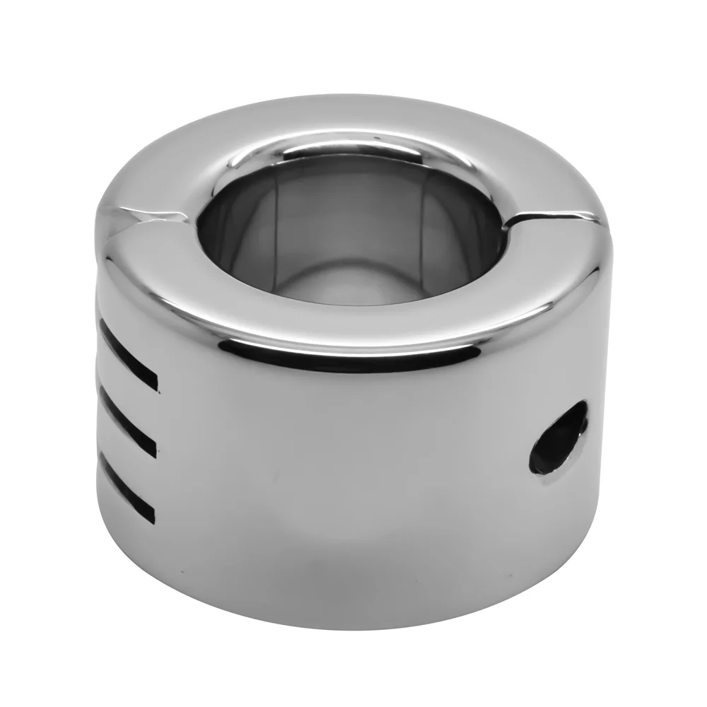 Open hinge ball stretcher showing easy-fit design with single screw closure and solid steel construction - Hinged Ball Stretcher Weight