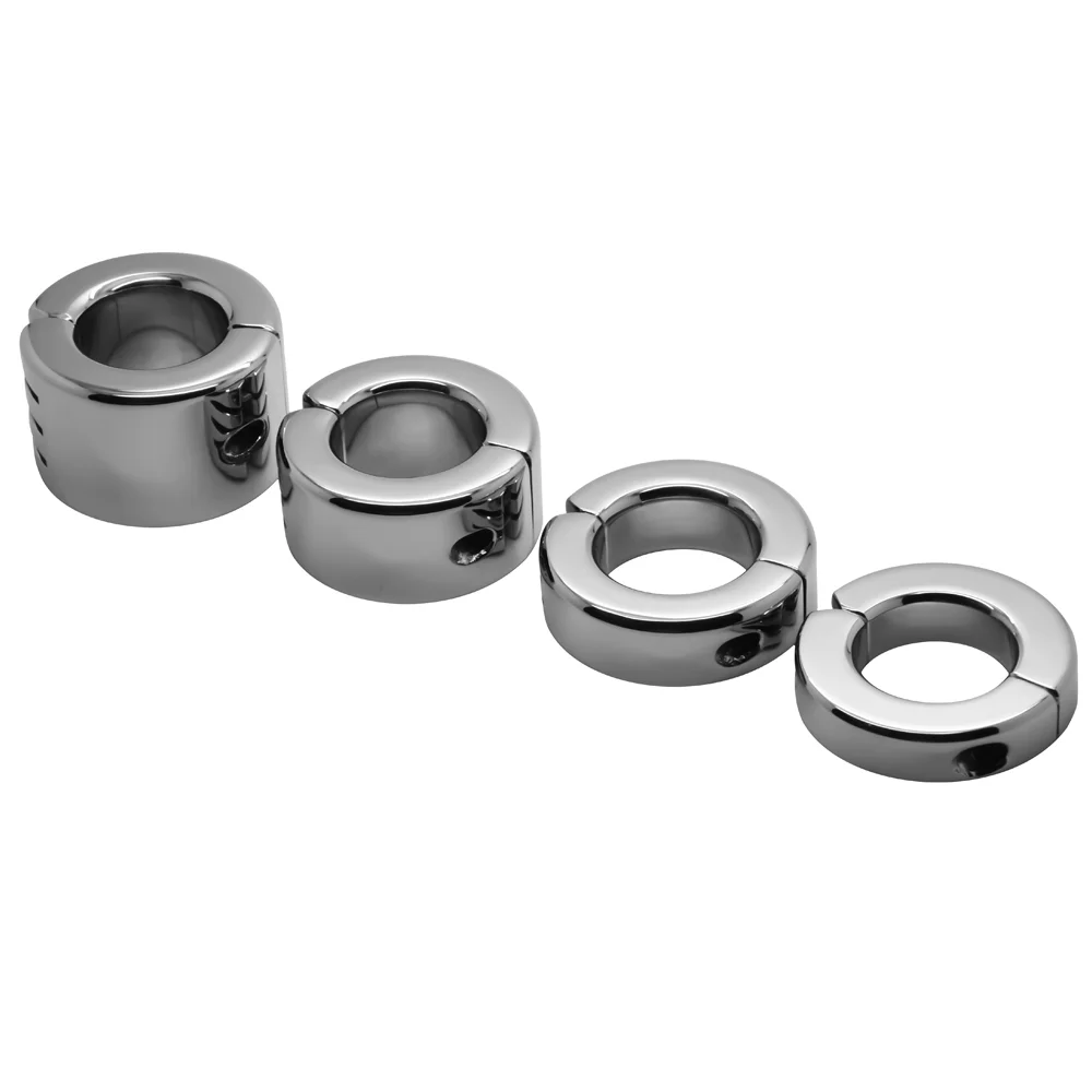 Open hinge ball stretcher showing easy-fit design with single screw closure and solid steel construction - Hinged Ball Stretcher Weight