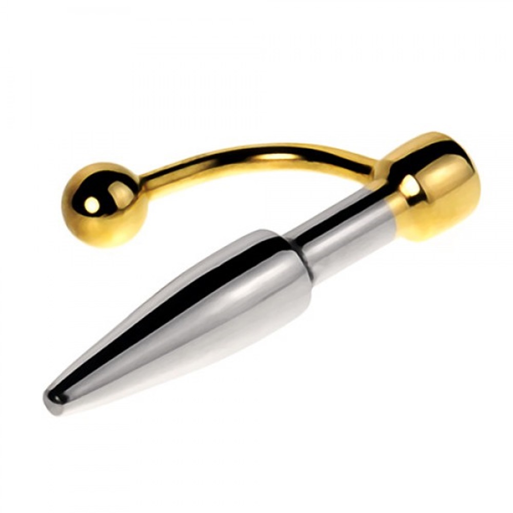 Golden Boy Penis Plug Penis Plug with Thru-Hole - Gold - Golden Boy Penis Plug Penis Plug with Thru-Hole