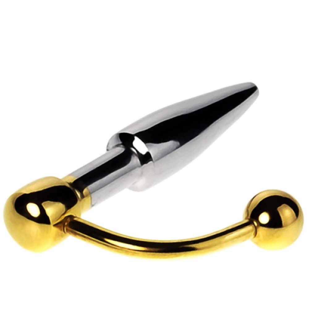 Golden Boy Penis Plug Penis Plug with Thru-Hole - Gold - Golden Boy Penis Plug Penis Plug with Thru-Hole